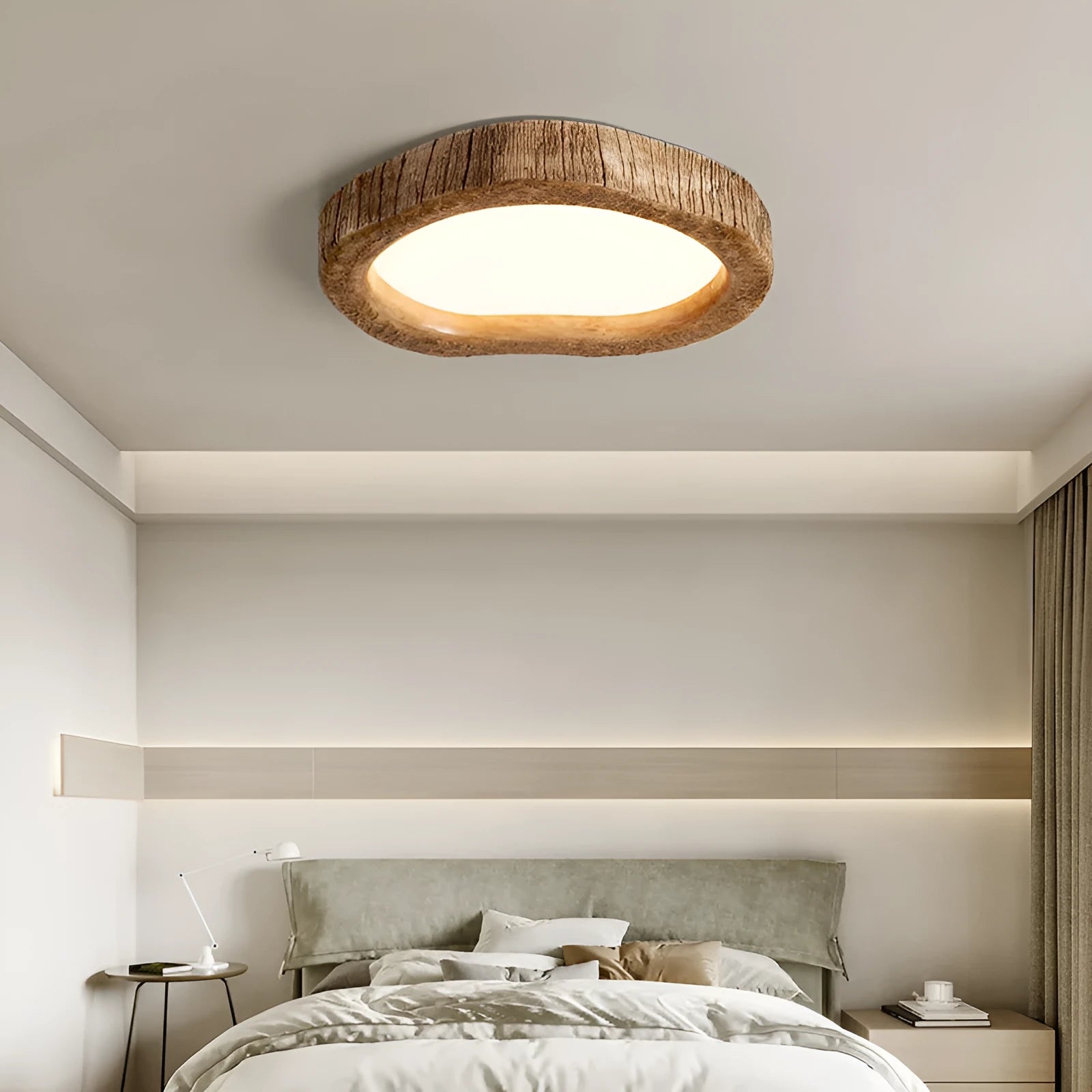 Wood grain finish new Chinese style round ceiling lamp with LED lighting