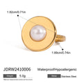 Adjustable opening stainless steel ring with acrylic pearl accent for women colour JDRW2410006