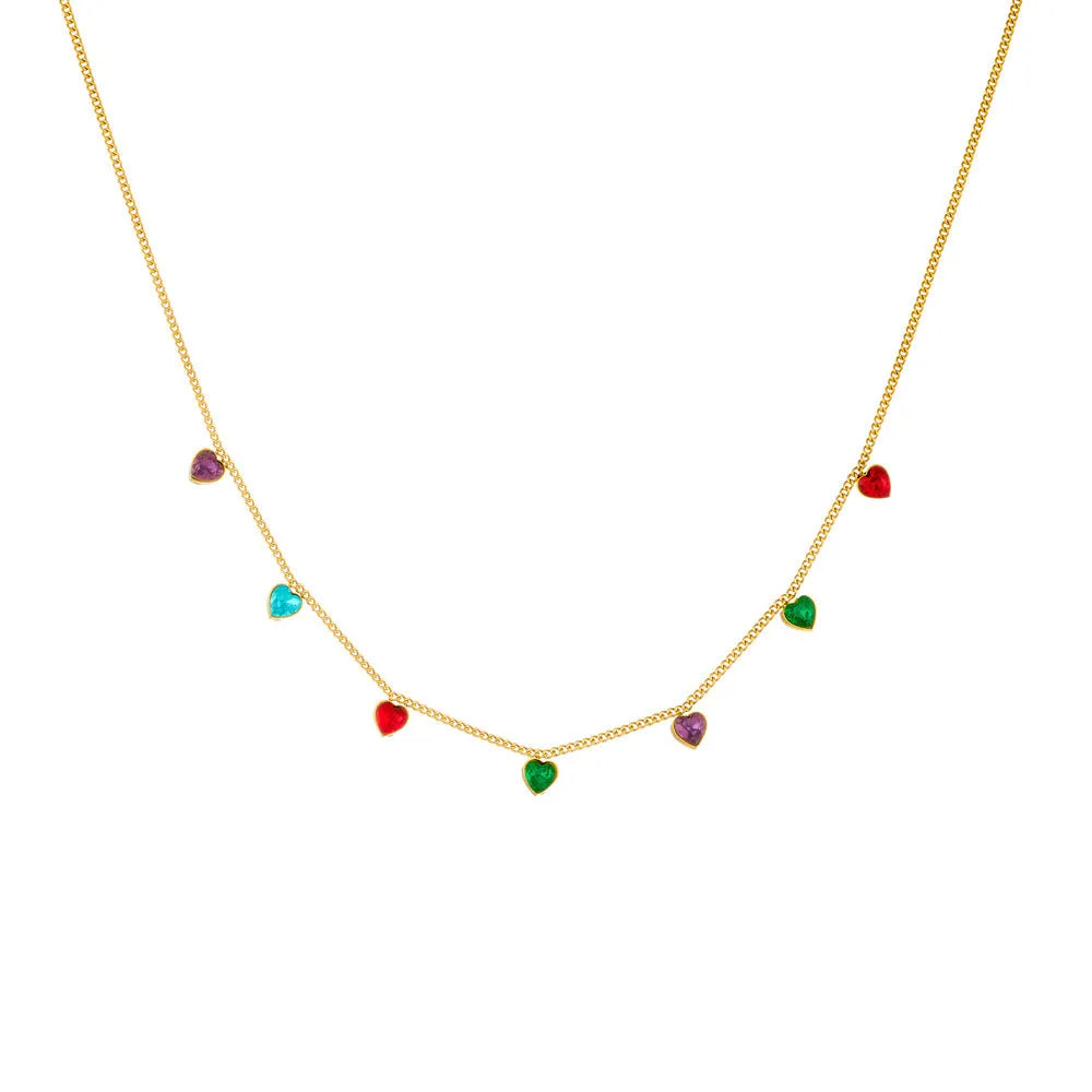 Women's gold-plated stainless steel necklace with heart pendant on regular chain
