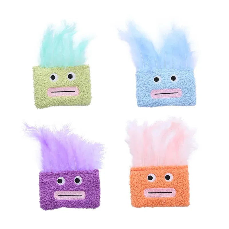 Big mouth explosion head shaped catnip plush toy in blue, green, orange, or purple colour