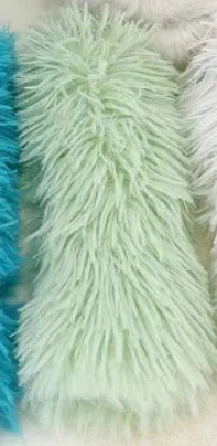 Green, white, blue, and pink plush cat toy pillow measuring 27cm by 10cm