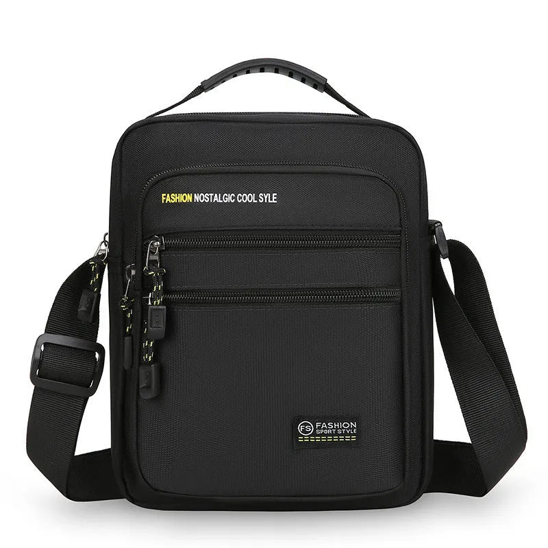 Men's waterproof nylon crossbody bag in green colour with adjustable shoulder strap