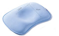 Sunveno baby head shaping pillow in blue with groove shape, corn fibre filling, 31x23cm, on white background
