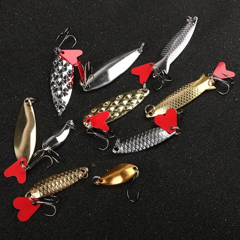 Pineapple sequin fishing lure box set with metal sequins in gold and silver colours