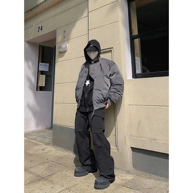 Black plaid men's trousers low waist elastic overalls polyester blend