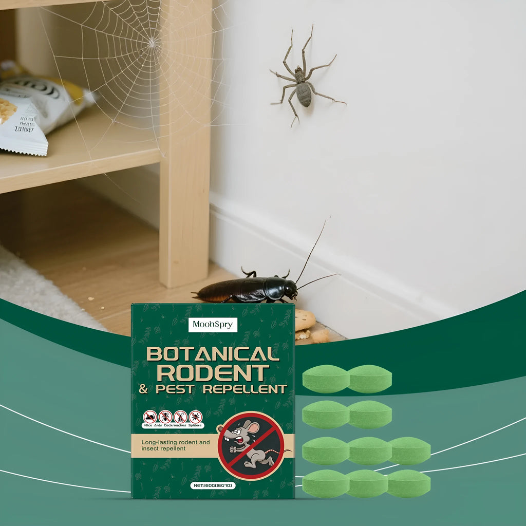 Ten 16g anti-mouse repellent pills and three mesh bags for rodent control in warehouses and homes