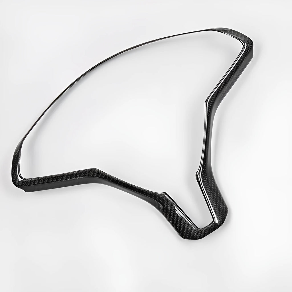 Tesla Model S steering wheel decorative frame with carbon fibre colour finish covering button panel