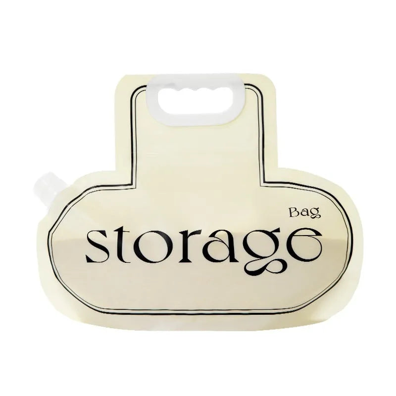 Cream colour food-grade PE grain storage bag with good sealing, 26.5x34.6cm, 2.1-3L capacity, handbag shape, kitchen storage