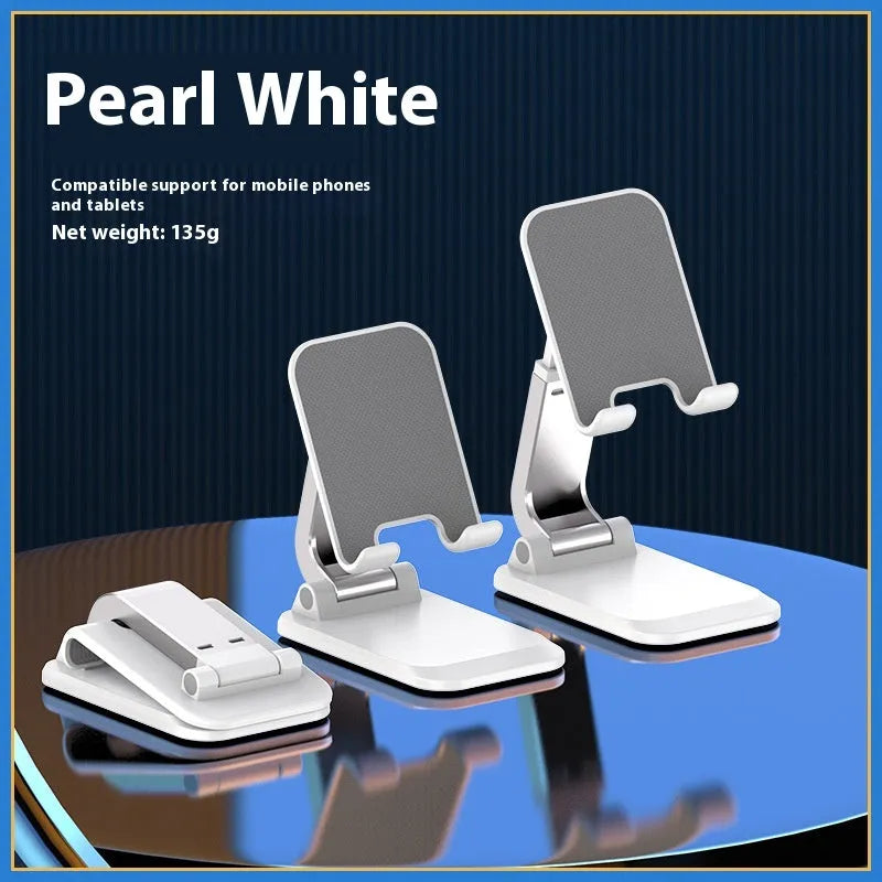Foldable multifunctional desktop phone holder in black aluminium alloy and silica gel for hands-free viewing