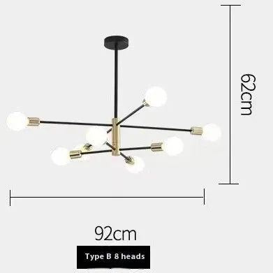 Nordic chandelier modern minimalist LED ceiling light 65cm fully golden finish for living room study