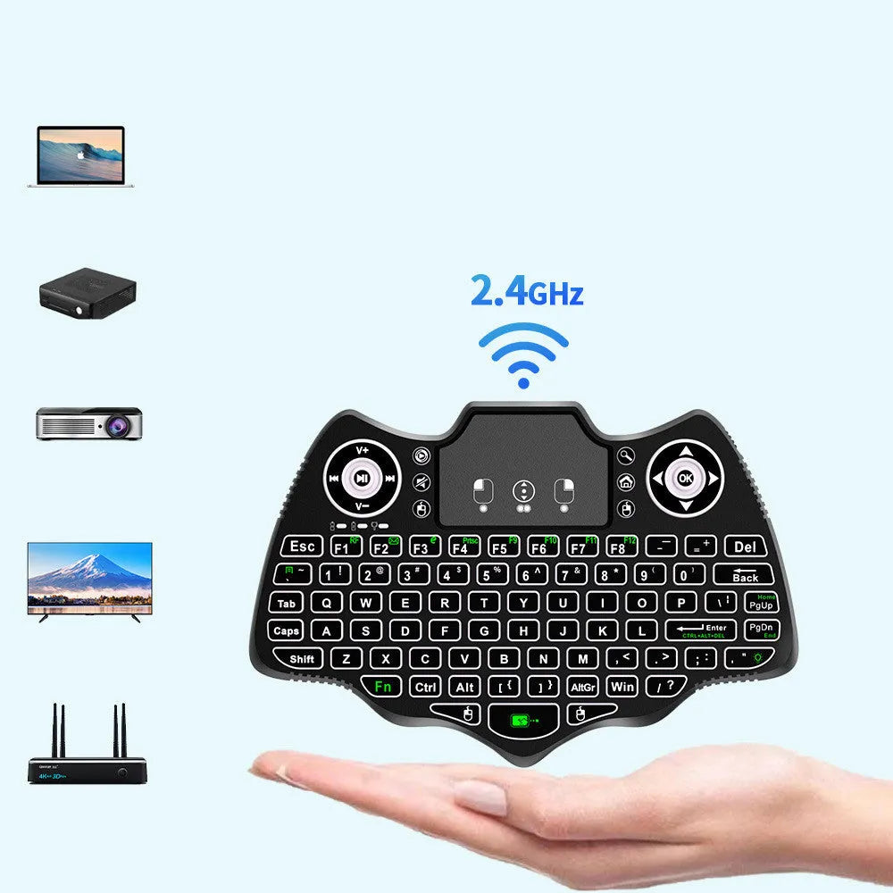 V18 black wireless mini flying keyboard mouse remote control with 88 keys and touchpad