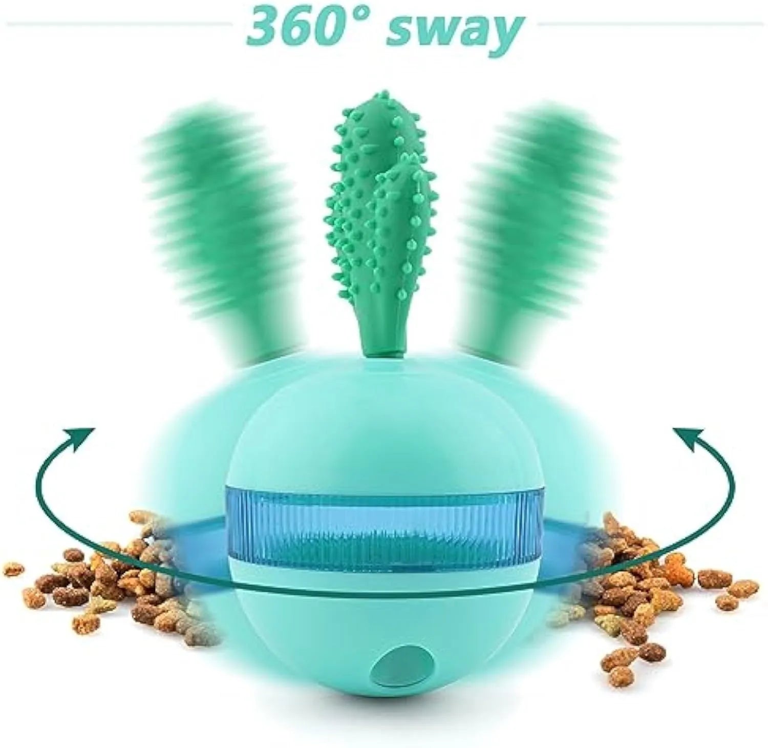 Blue or green rubber dog treat dispenser tumbler ball toy for medium large dogs