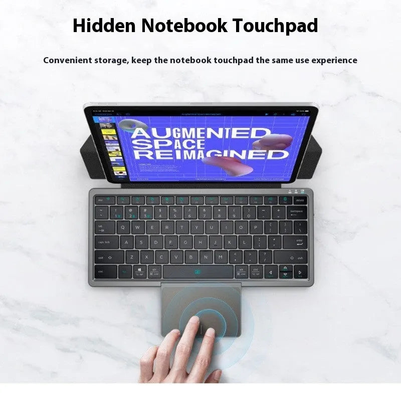 Wireless Bluetooth keyboard with touch pad in leather sheath stand for iPad and mobile phones
