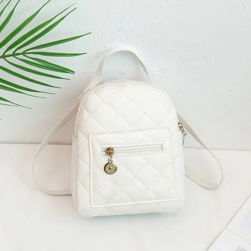 Korean style girls' embroidered backpack in vertical square shape with hard case construction