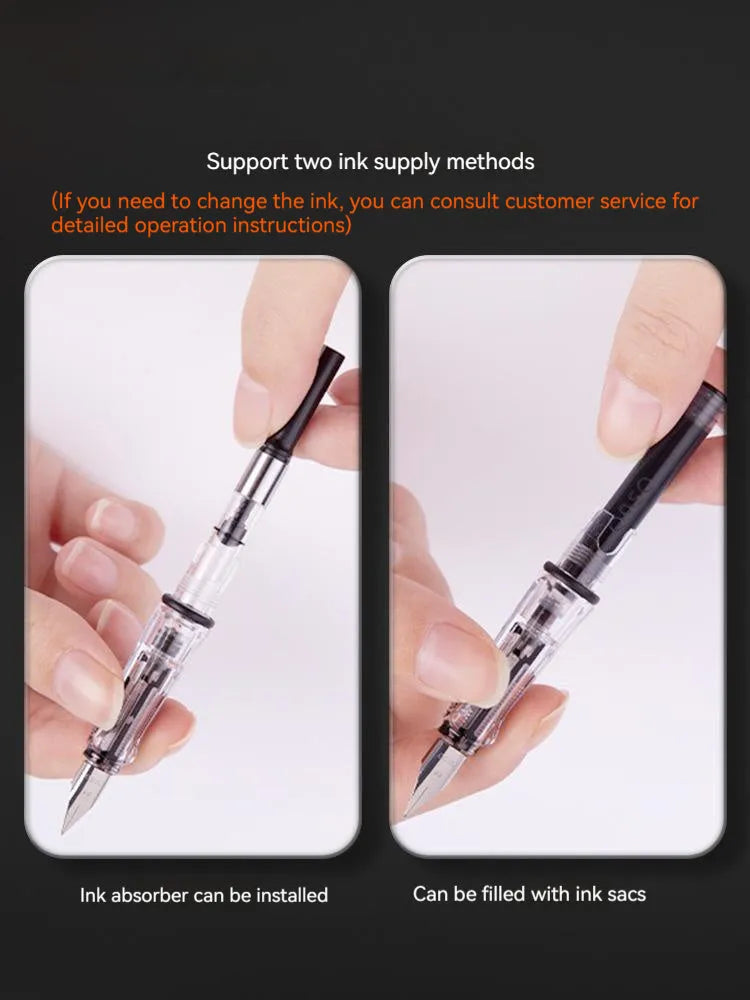 Student automatic suction pen set with 0.5mm and 0.38mm pen head options and separate ink feeder