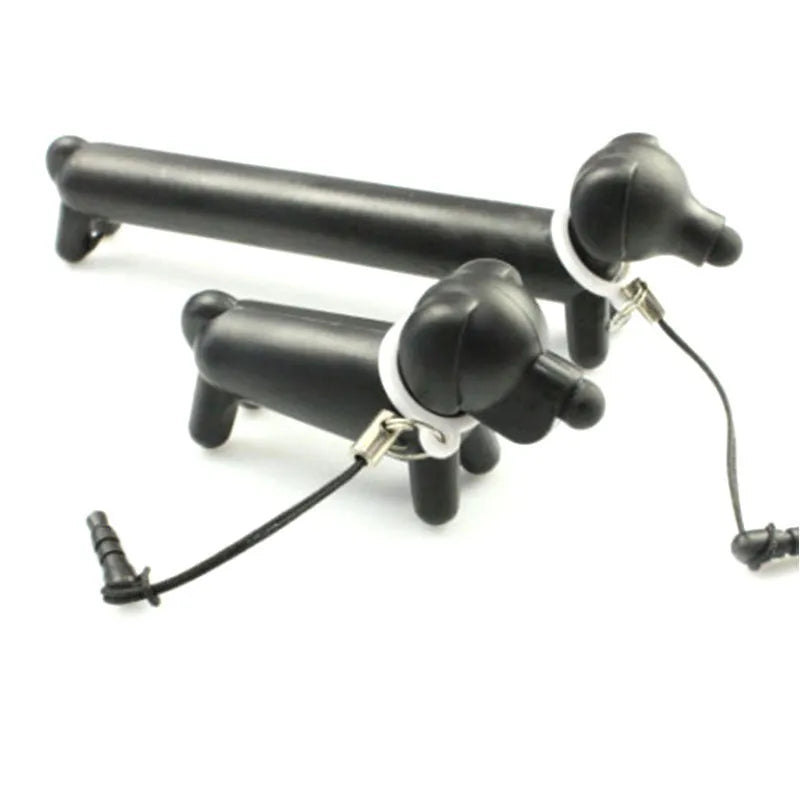 Black dog-shaped touch screen stylus with conductive body and phone holder function
