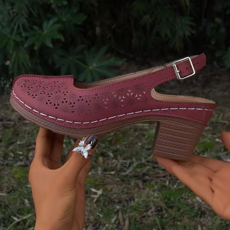 Women's closed toe wedge sandals in multiple colours with round toe and rubber sole