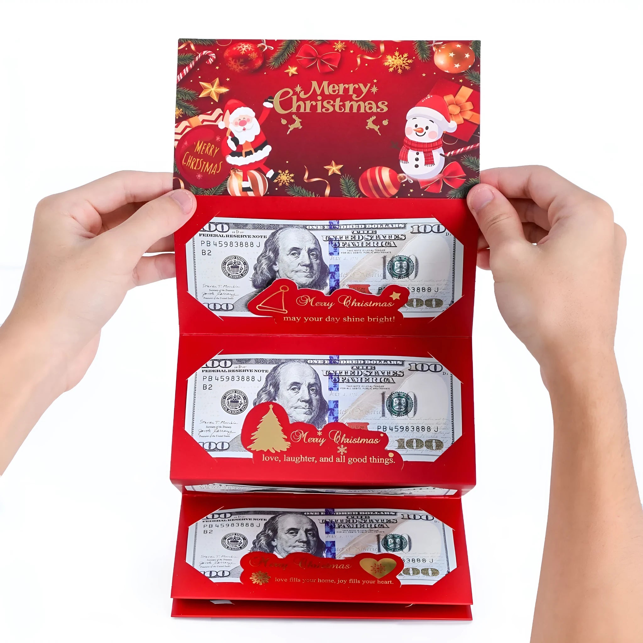 Gilded 6-card Christmas red envelope with Santa Claus design, 17x72cm