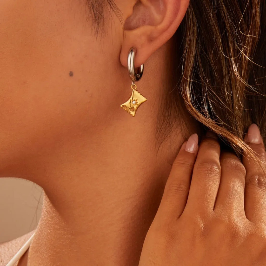 Christmas tree heart star earrings stainless steel 18K gold plated women's jewellery