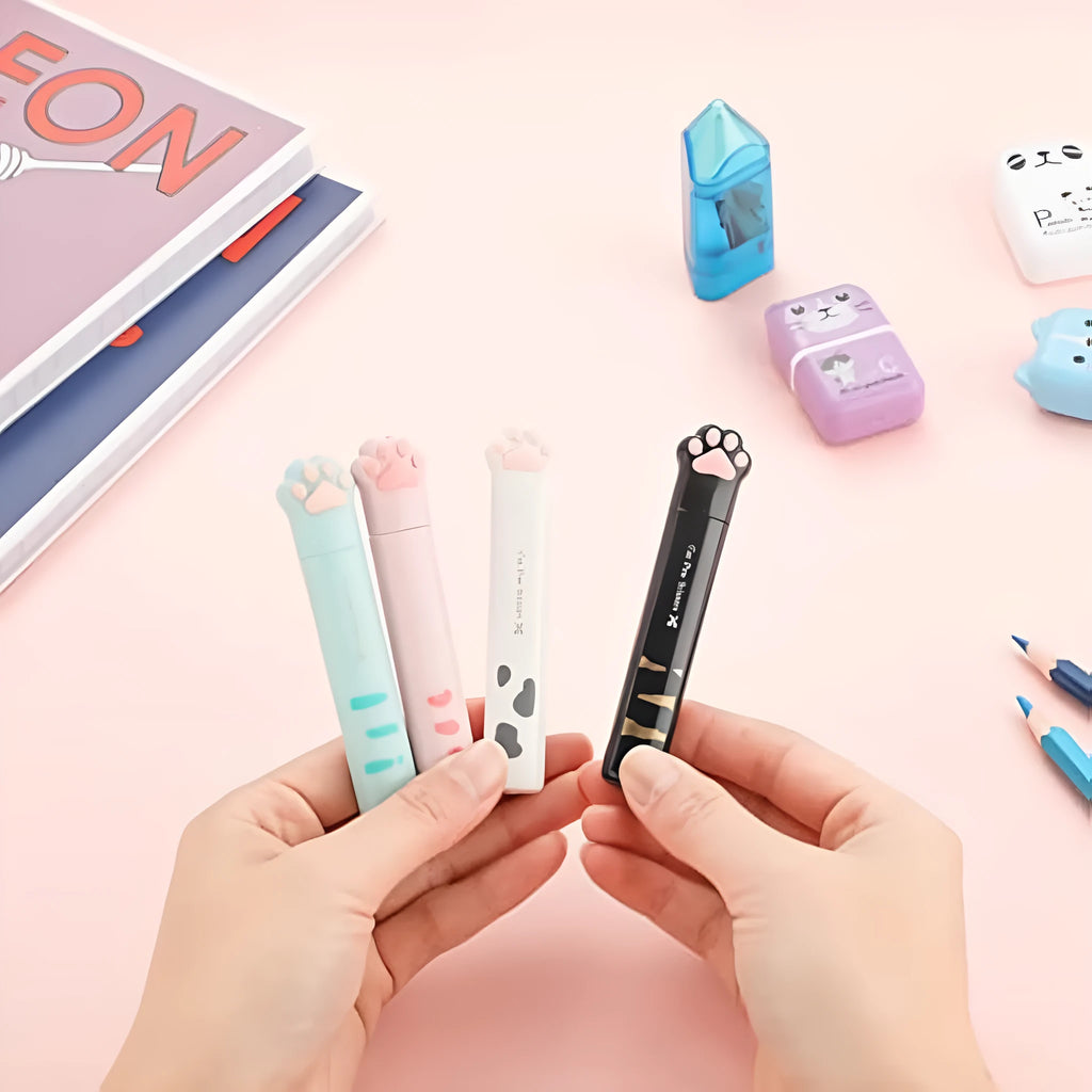 Cat paw mini folding safety scissors with stainless steel blades in four colour options