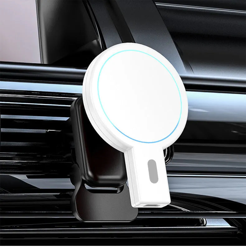 Magnetic wireless charger in black with PD fast charging support and compact design