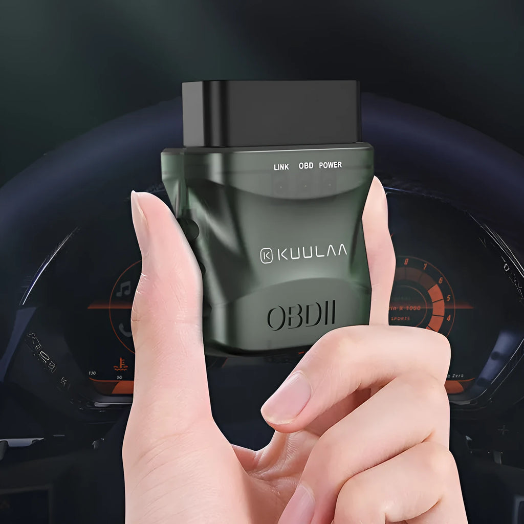 Green Bluetooth OBD auto fault detector with plastic body for engine diagnostic code reading