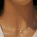 Gentle drop-shaped artificial zircon necklace on an adjustable O-chain in 925 silver, shown in silver finish.