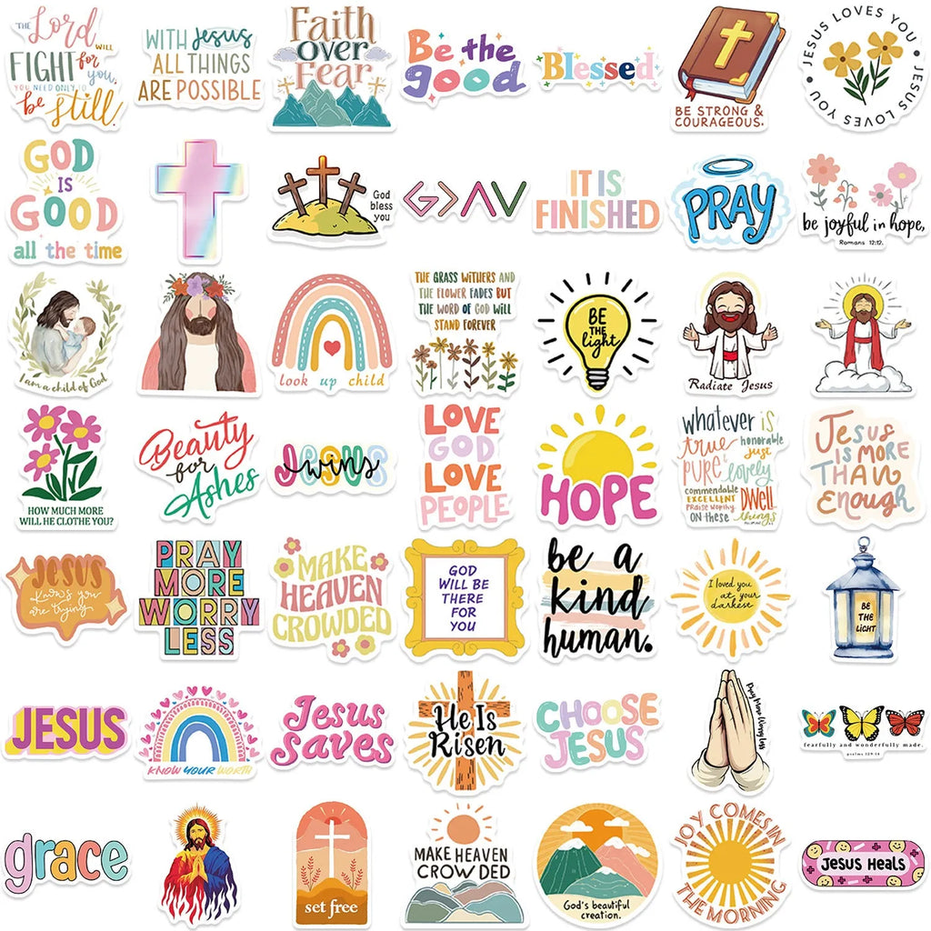 Graffiti stickers pack showing 50 random printed designs for wall decoration and personalisation