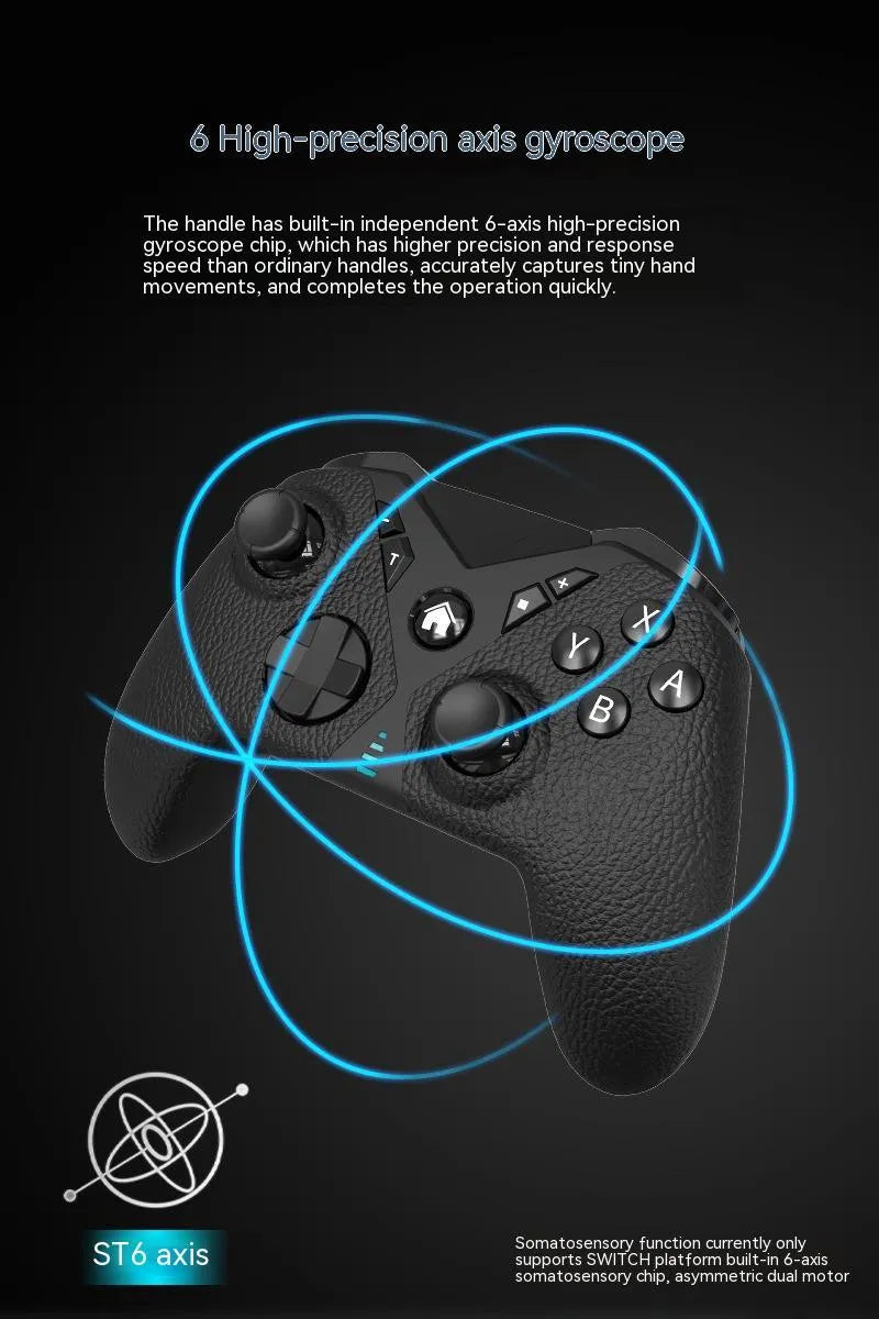 Black wireless game controller with leather-pattern texture on handles for Nintendo computers and mobile phones.