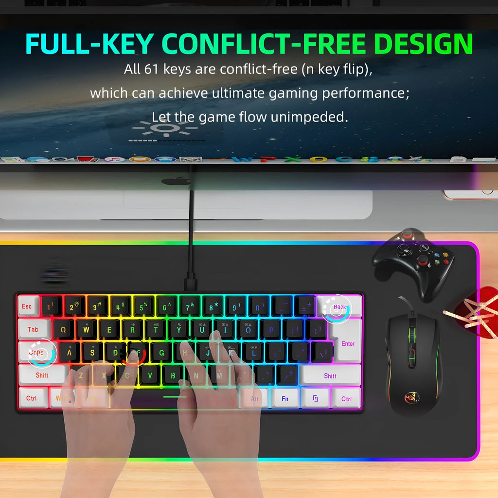 V700WB A869 white and black gaming keyboard and mouse combo with backlight and USB cable