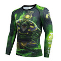 Man wearing a slim-fit, long sleeve printed sports suit for running or fitness training.