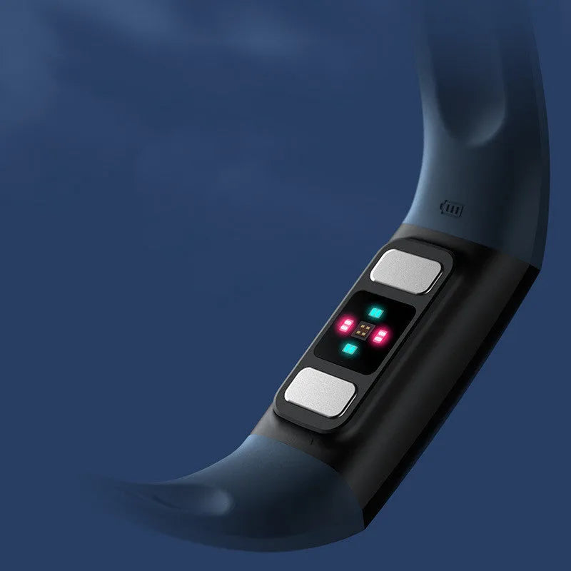 Y6 Black smart bracelet with 1.1-inch screen showing health metrics on wrist