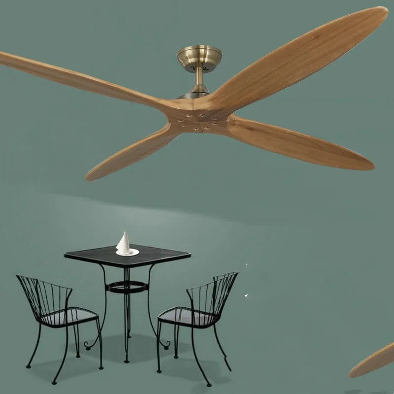 60-inch solid wood ceiling fan with DC inverter remote control, rustic style, acrylic lampshade, 2 blades