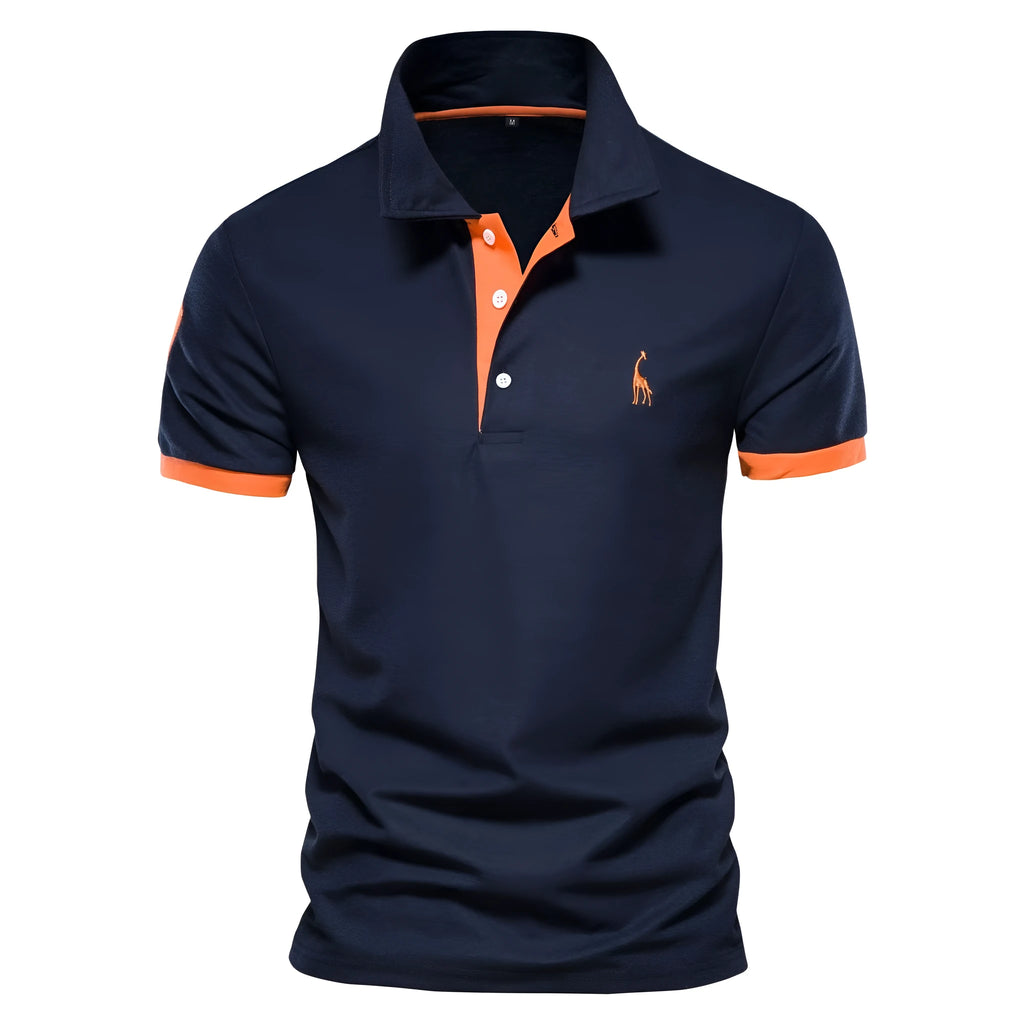 Men's slim fit short sleeve t-shirt with an embroidered deer design on the chest, shown in a grey colour.