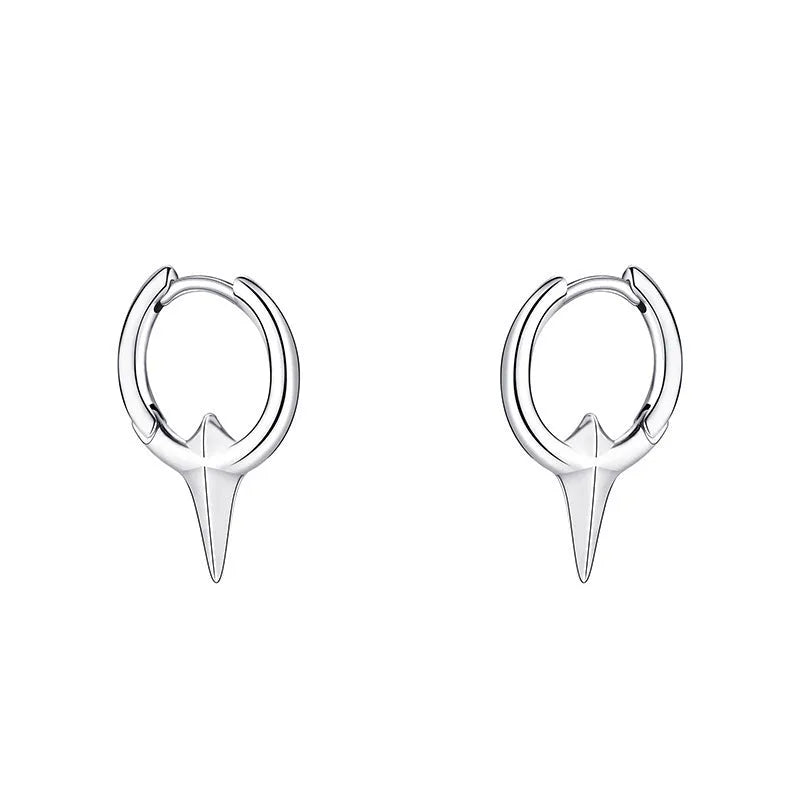 Women's geometric star ear clip earrings with electroplated white gold finish on copper