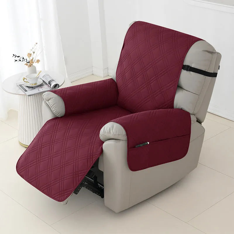 Quilted waterproof sofa cover for a Chivas massage chair in a dark coffee colour.