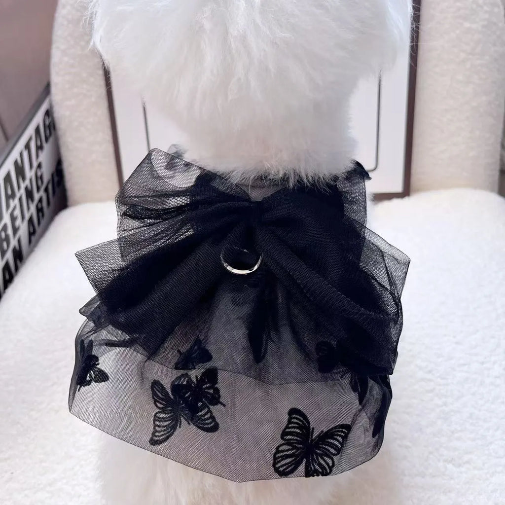Black gauze princess tulle skirt for small dogs and cats as pet costume clothing