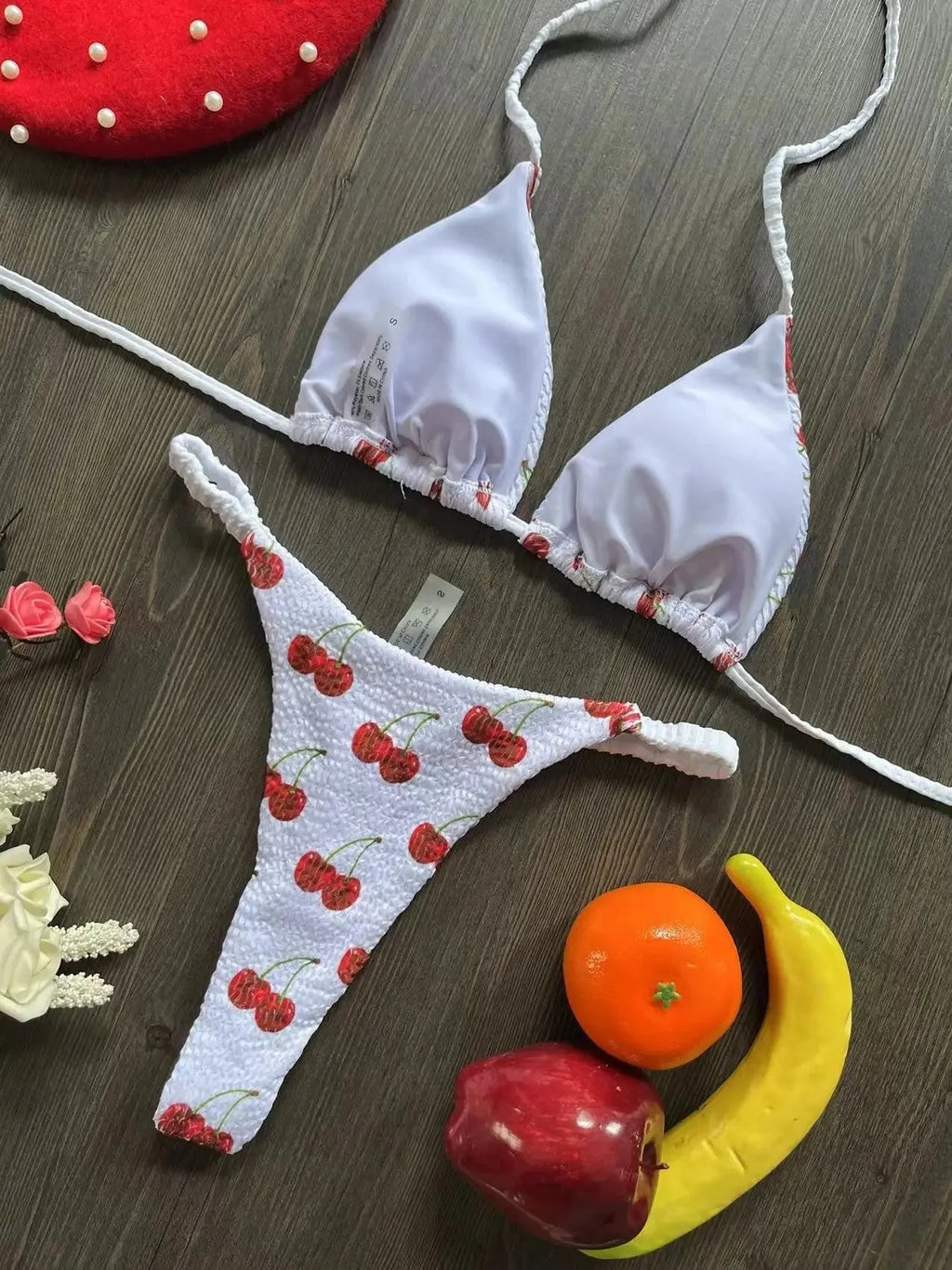 Women's printed bikini swimsuit with cotton lining in briefs style available in three colours