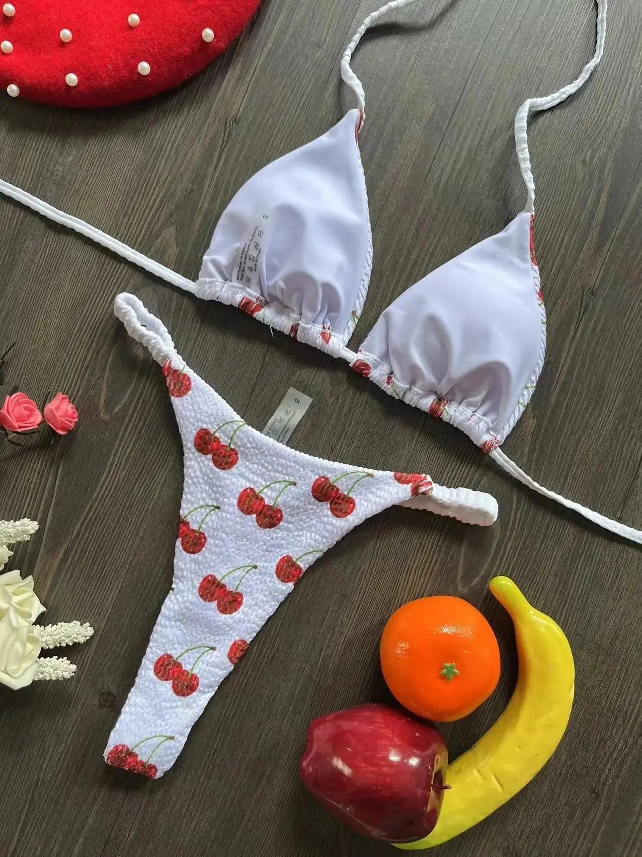 Women's printed bikini swimsuit with cotton lining in briefs style available in three colours