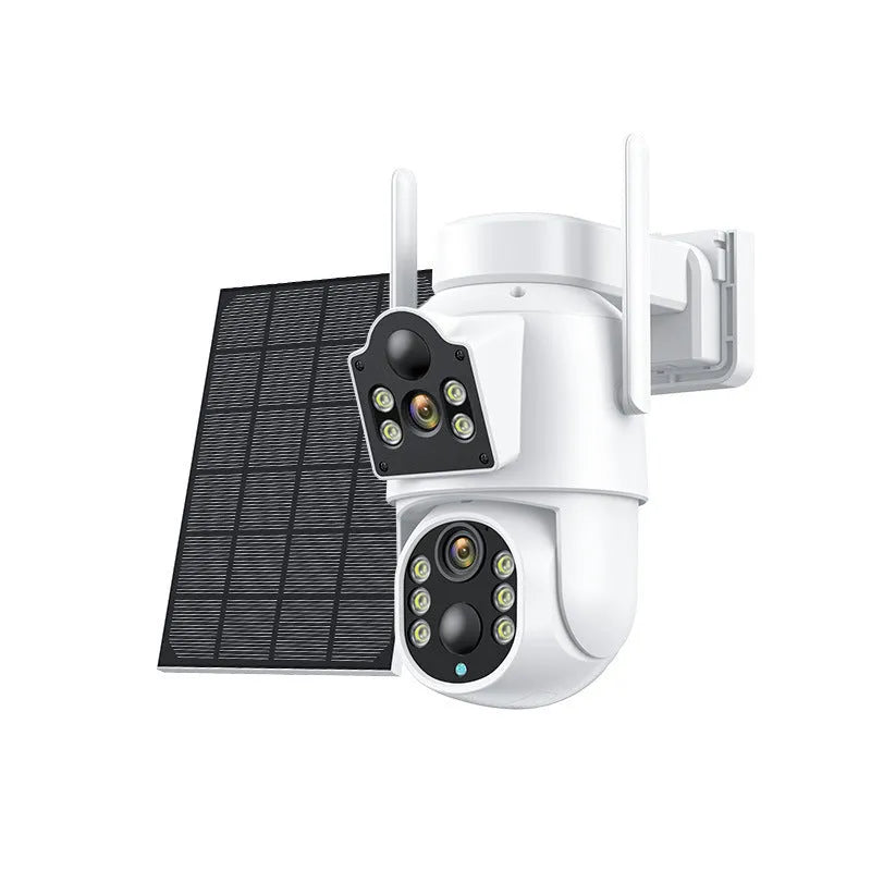 Outdoor solar wifi security camera with solar panel in black or white colour options