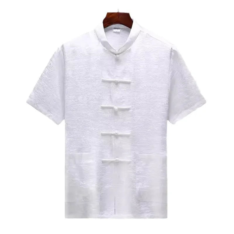 Men's Chinese style mulberry silk Tang suit in light green with traditional woven construction