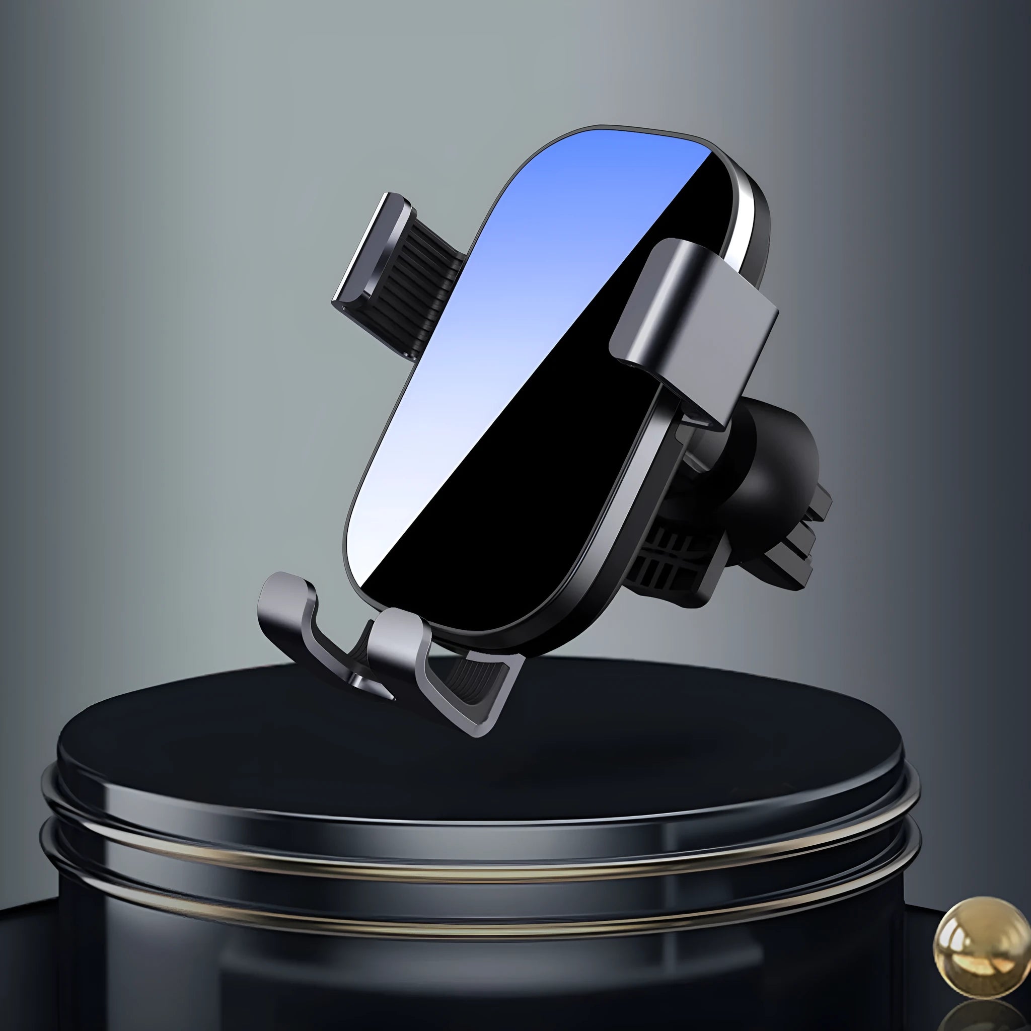 Sucker car phone holder in Black with USB cable for dashboard or windshield mounting