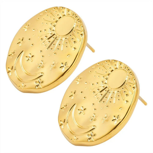 304 stainless steel geometric shell ear studs with gold or silver electroplated finish