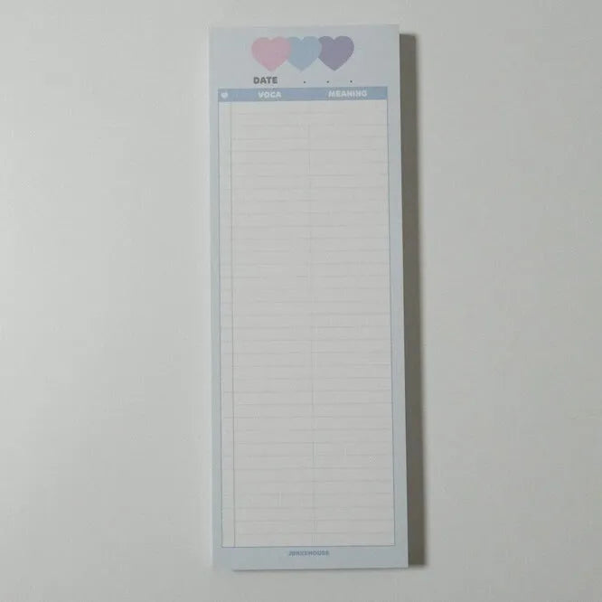 Vertical double-sided B5 half-size notepad for English vocabulary learning in blue, pink, or purple