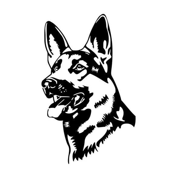 Reflective Alsace Shepherd dog sticker for car windows in multiple colour options