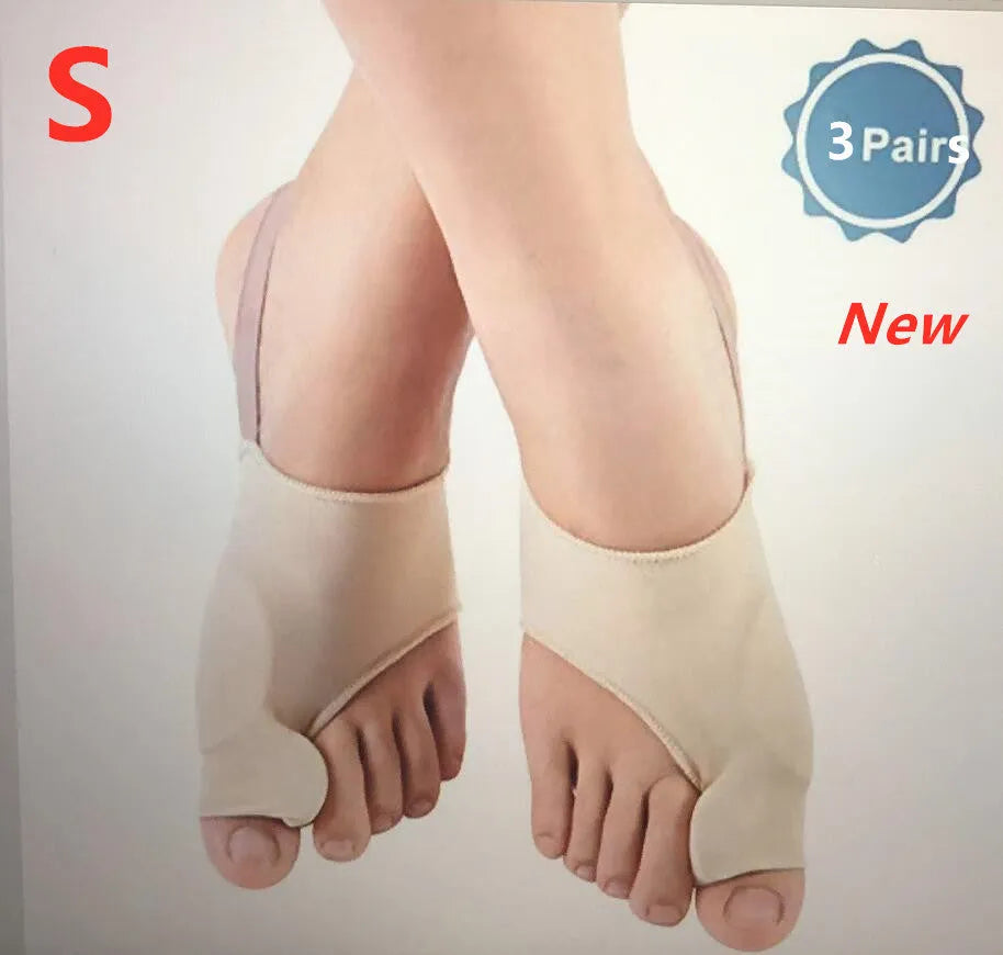 Corrective bunion relief socks with silicone gel pad and toe separator in sizes S, M, L