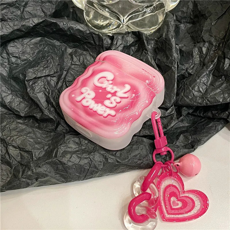 Pink silicone back cover for AirPods charging case, compatible with AirPods 1/2, Pro, 3, and Pro 2