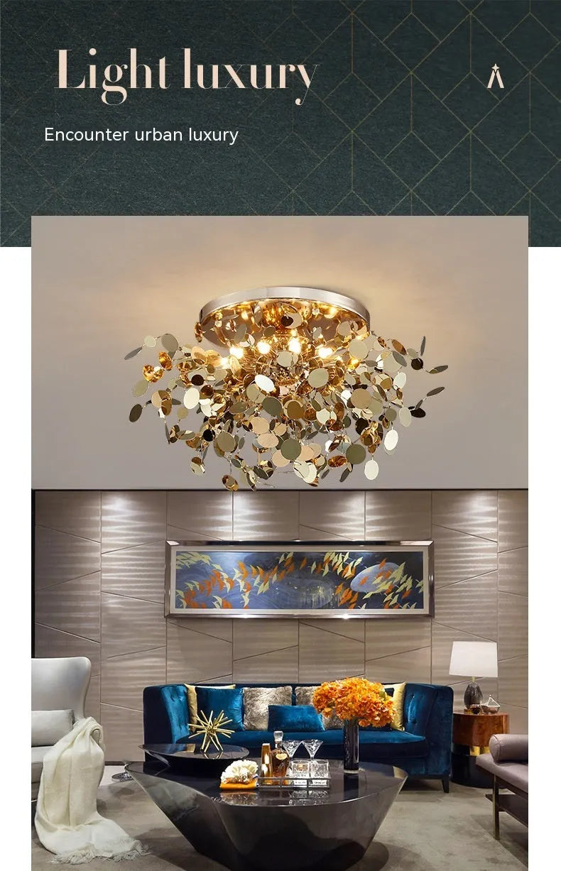 Stainless steel blade chandelier with eight G9 lights, model 8055C-8L, in D380 H450 size, for living room lighting