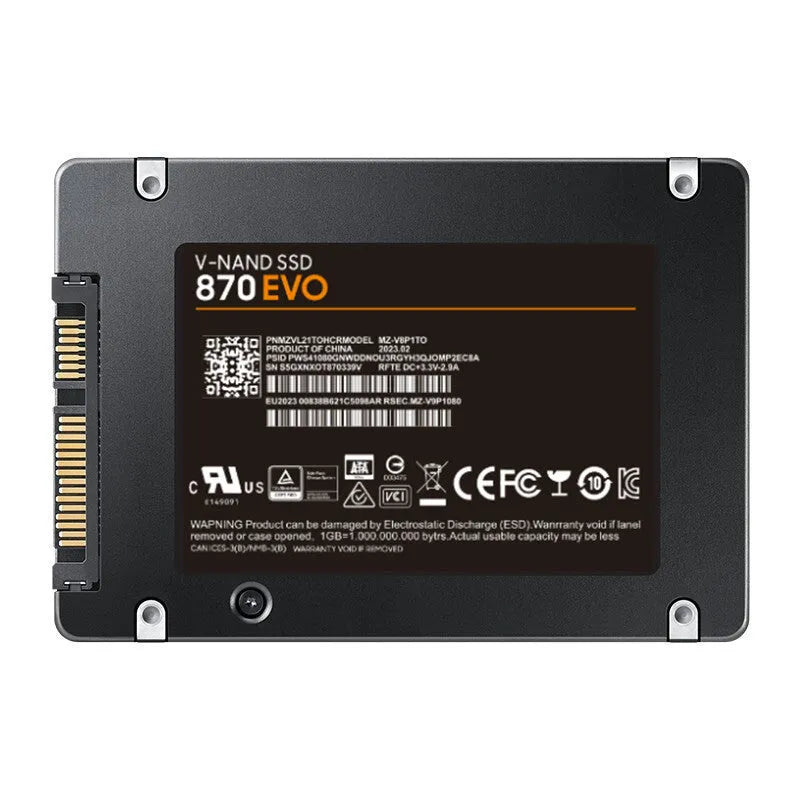 Samsung 870 EVO 2.5-inch SATA internal solid-state drive for storage upgrade.