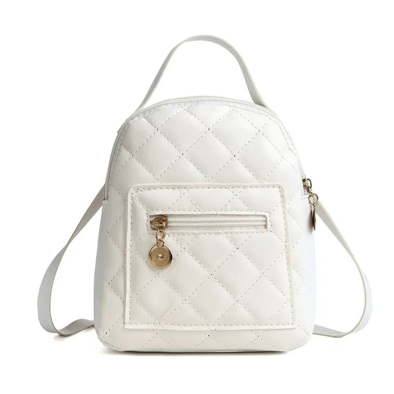 Korean style girls' embroidered backpack in vertical square shape with hard case construction